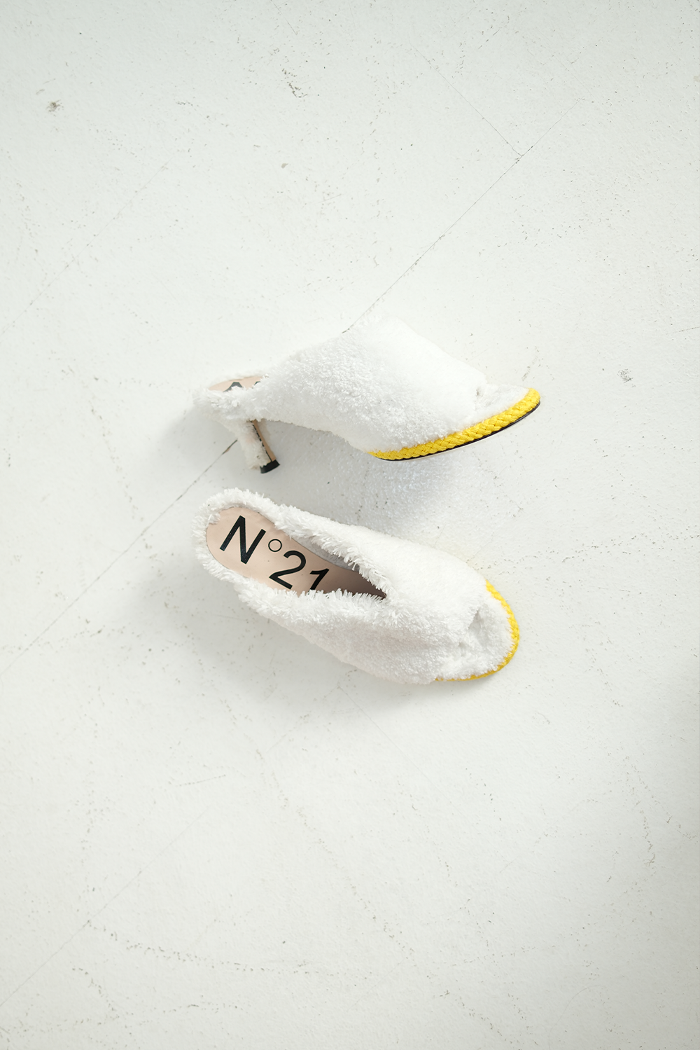 No. 21 White Fur Mules